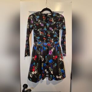 Alice + Olivia Black Dress with Colorful Floral Design